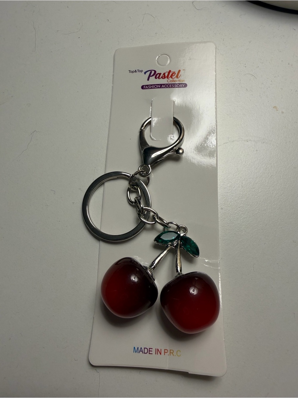 Source Unknown Red Cherry Key & Card Holder with Green Leaves